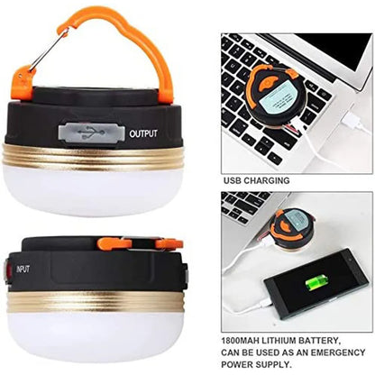 Portable Camping Lights Outdoor Hiking Night Hanging lamp USB Rechargeable