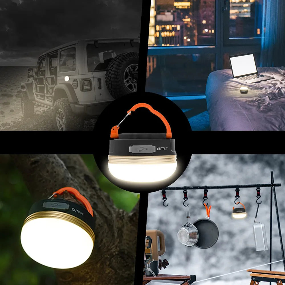 Portable Camping Lights Outdoor Hiking Night Hanging lamp USB Rechargeable