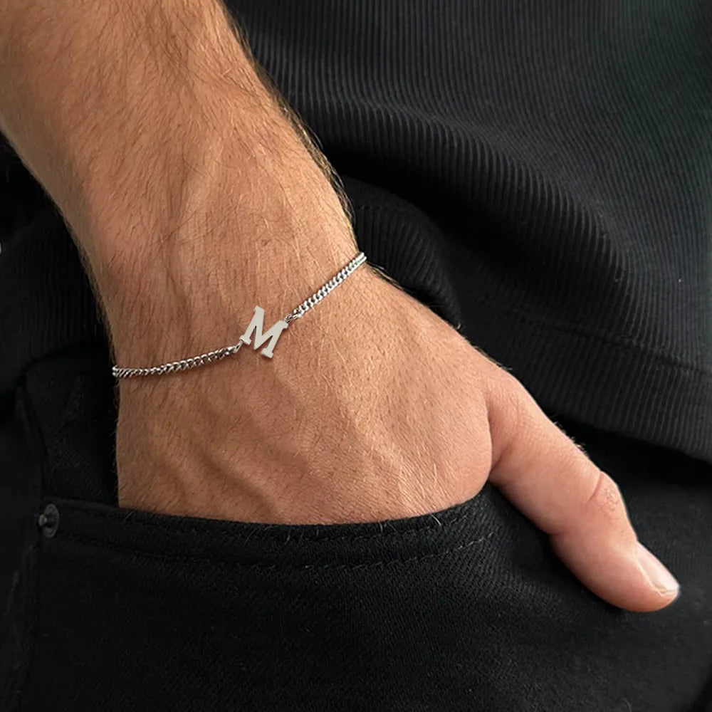 Initial Letter Bracelet Men