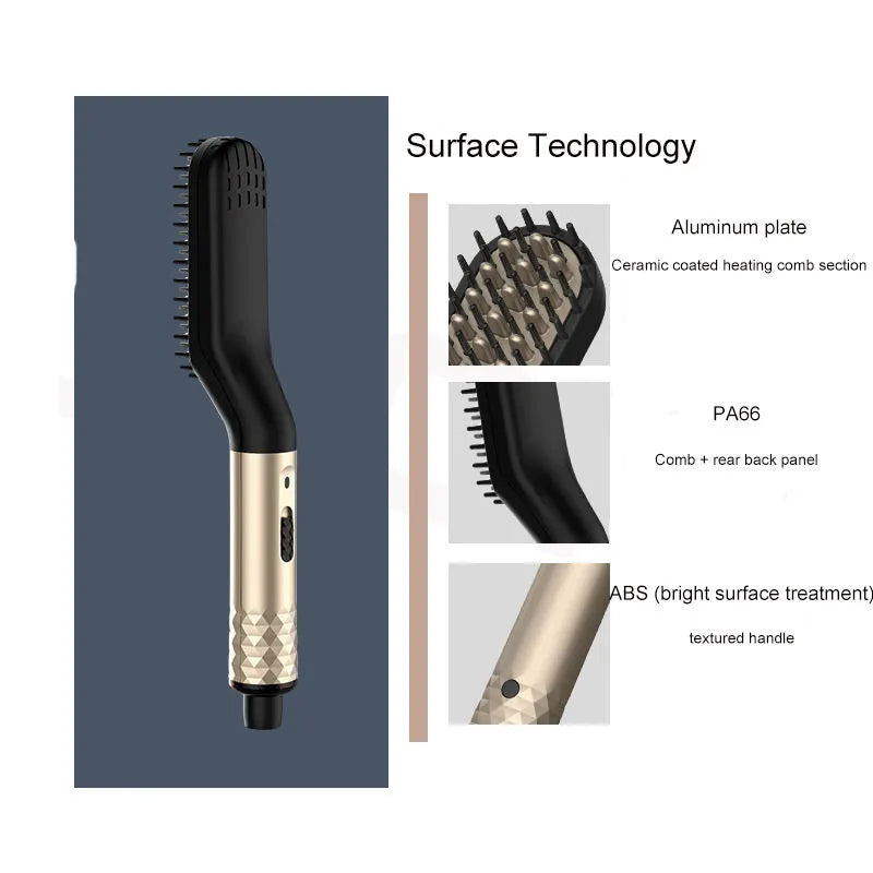 Professional Mini Ceramic Brush Hair & Beard Straightener