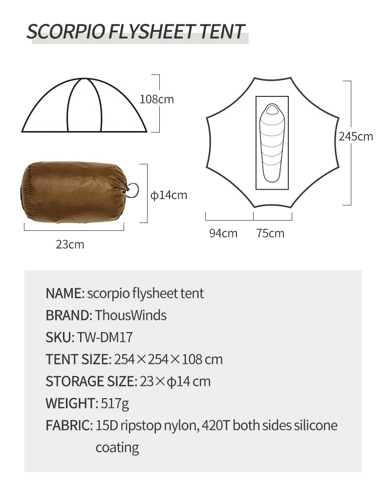 Tent Ultralight Hiking Nylon Ripstop Both Side Silicon