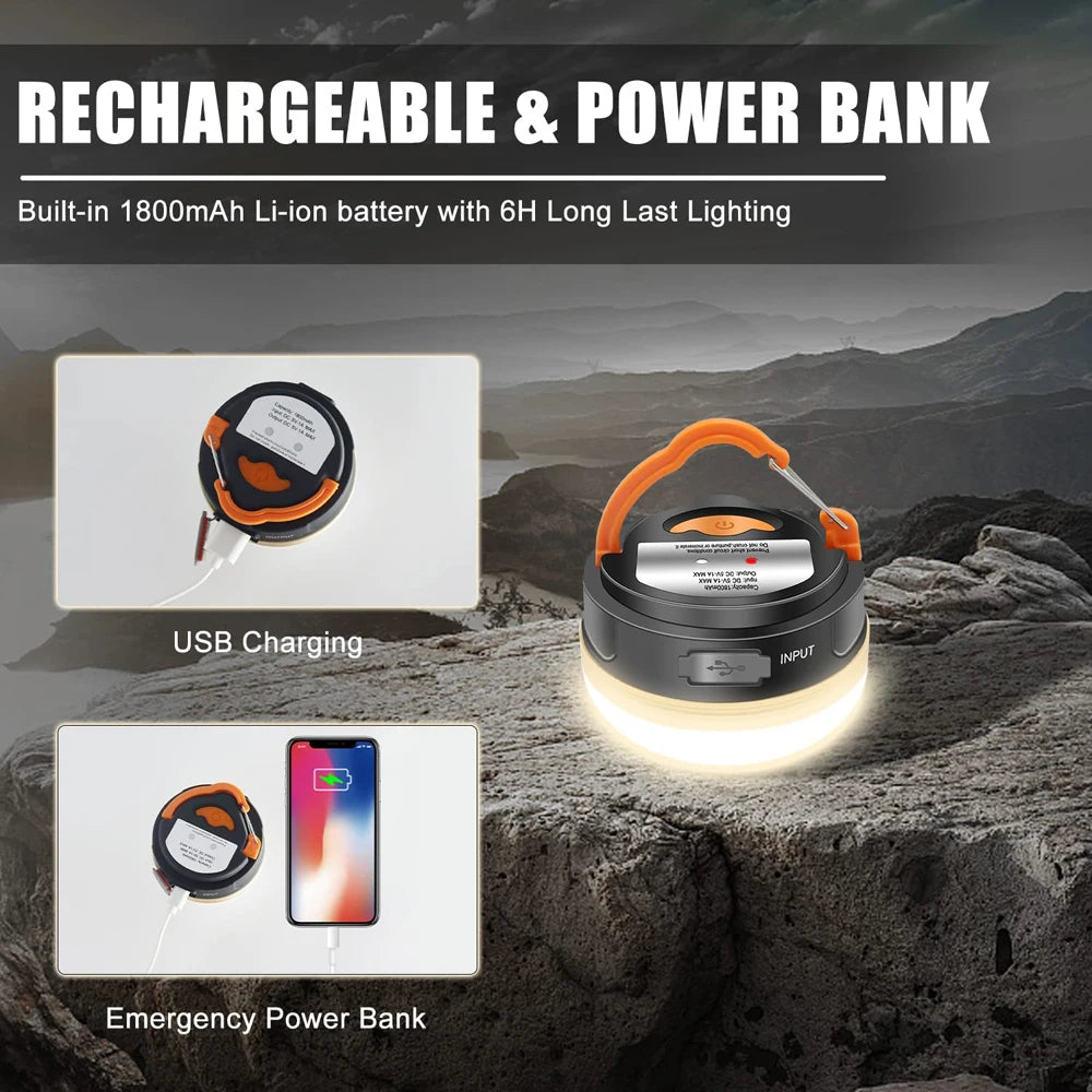 Portable Camping Lights Outdoor Hiking Night Hanging lamp USB Rechargeable