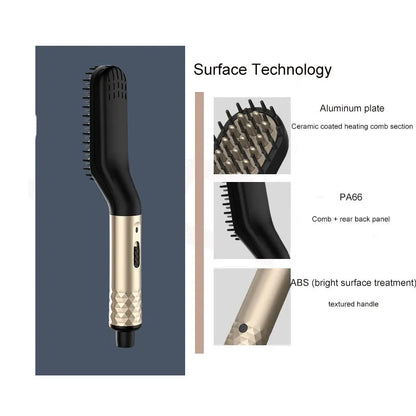 Professional Mini Ceramic Brush Hair & Beard Straightener