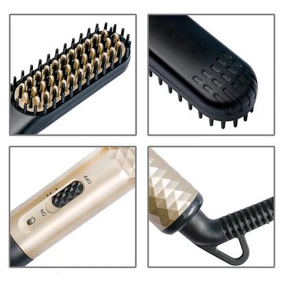 Professional Mini Ceramic Brush Hair & Beard Straightener