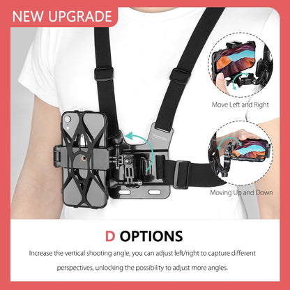 Chest Strap Belt Body Harness Phone Clip Mount