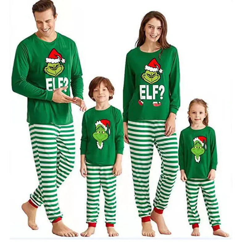 Christmas Family Pajamas Elf Sets Green Cotton