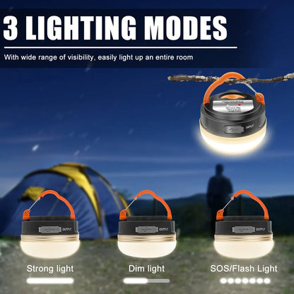 Portable Camping Lights Outdoor Hiking Night Hanging lamp USB Rechargeable