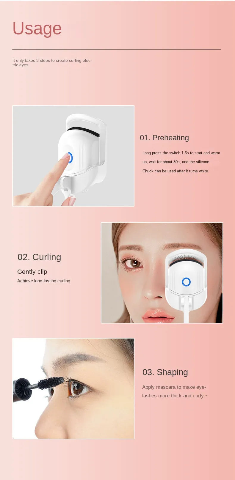 Eyelash Curler Portable Electric Comb