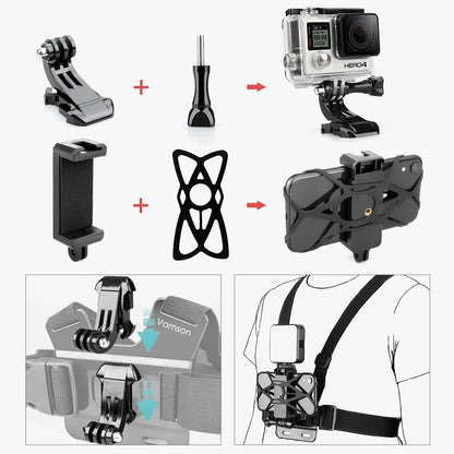 Chest Strap Belt Body Harness Phone Clip Mount