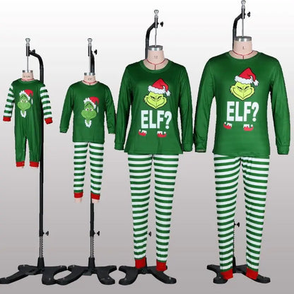 Christmas Family Pajamas Elf Sets Green Cotton