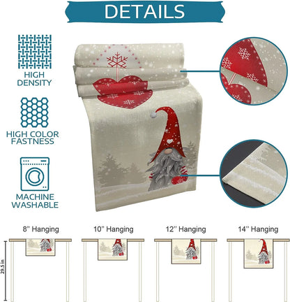 Christmas Snowflakes Gnome Linen Table Runners Dresser